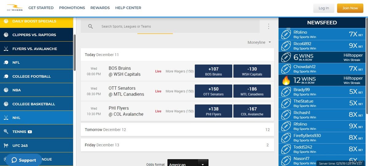 betrivers sports betting options